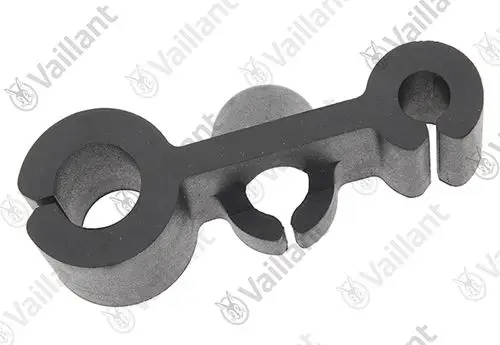 Vaillant Dämpfer aus schwarzem Material mit zwei Öffnungen und einer Verbindungsstruktur, geeignet für bestimmte Rohrsysteme.